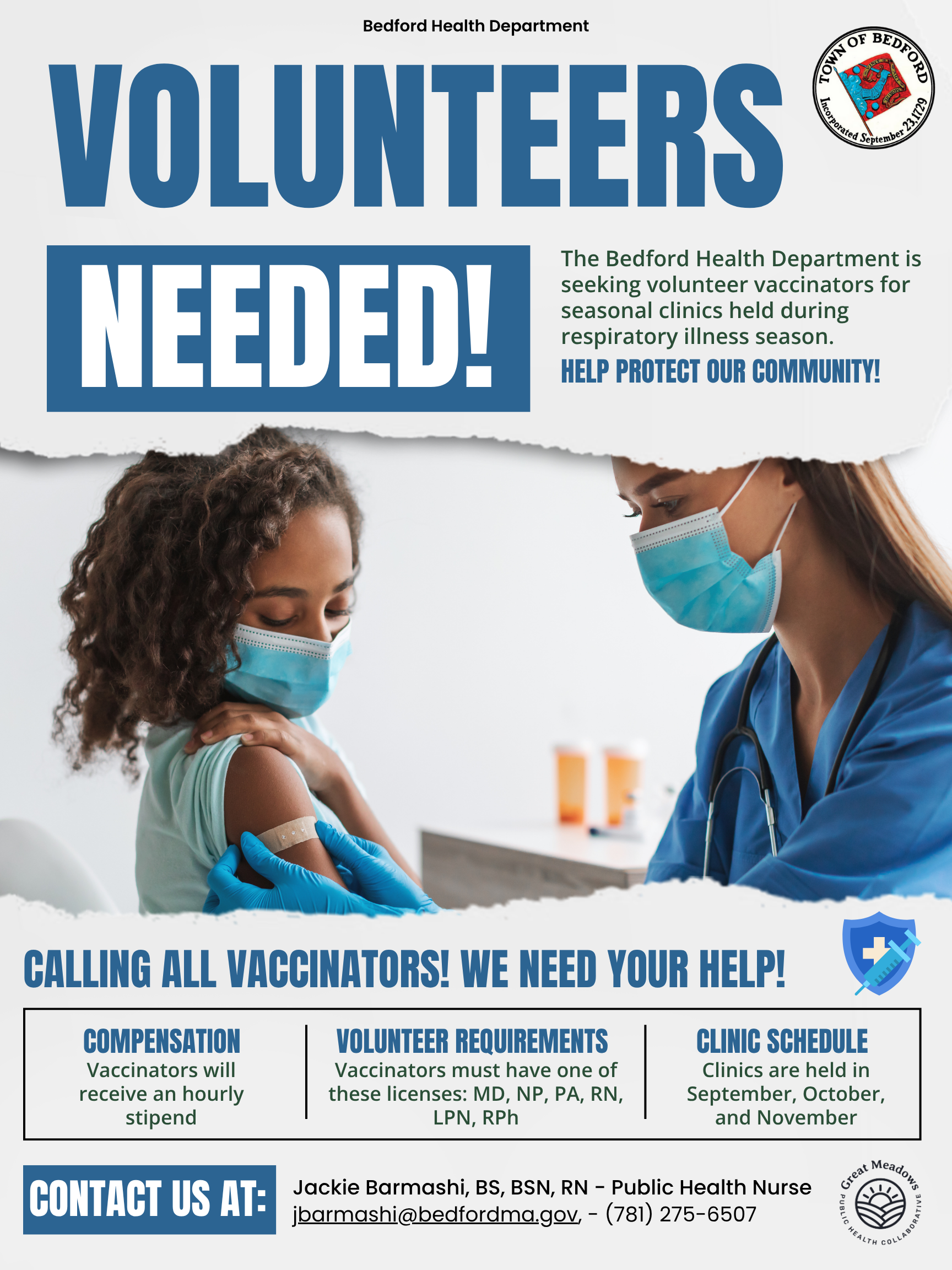 Bedford Vaccination Volunteers Flyer Pic 2025